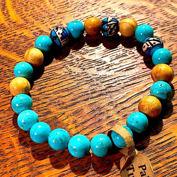 PALA SANTO TURQUOISE BRACELET STRETCH NEW HEALING STONES - Picture 3 of 3